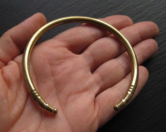 Large Brass Bracelet . Big Open Bangle Bracelet . Unisex Bracelet for Men or Women . Tribal Jewelry . Upper Arm Bracelet