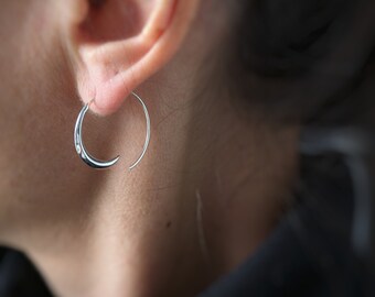 Sterling Silver Minimalist Threader Hoops Earrings . Simple Earrings . Boho Jewelry . 925 Silver