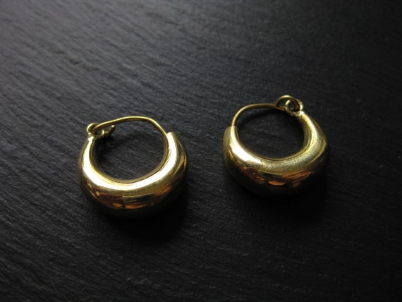 Small Chunky Tube Hoops . BRASS Gold or Silver Plated  display picture 1