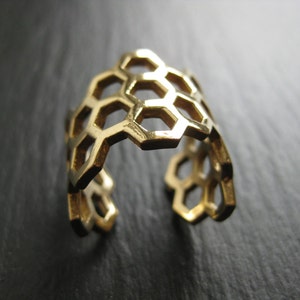 MOLEKÜLE Messing Ring. Wabenring Verstellbar. Modern Urban Chic. Heilige Geometrie Schmuck. Yoga Schmuck. KOSTENFREIER VERSAND Kanada