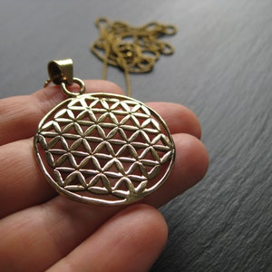 Flower of Life Necklace . Solid Brass . Sacred Geometry Pendant . Mandala Spiritual Jewelry . Unisex Jewellery . FREE SHIPPING Canada