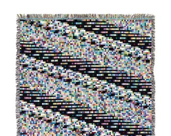 Bitcoin Blockchain - Jacquard Woven Throw Blanket by Glitch Textiles - Recycled Cotton - USA Made