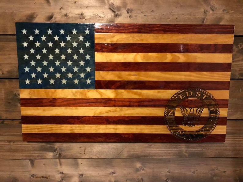 Us Navy Engraved Rustic American American Flag Military Etsy