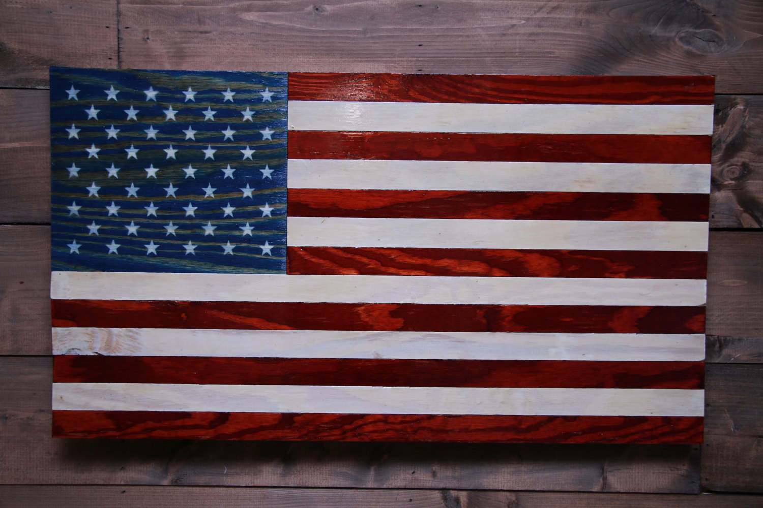 RWB American Flag Military Veteran Made Wood Flag Etsy