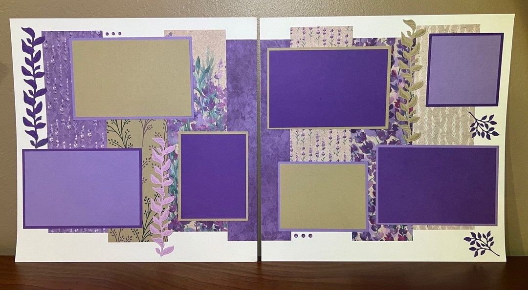 PURPLE VINES 12x12 Two Page Scrapbook Layout Kit or Pre-made - Etsy