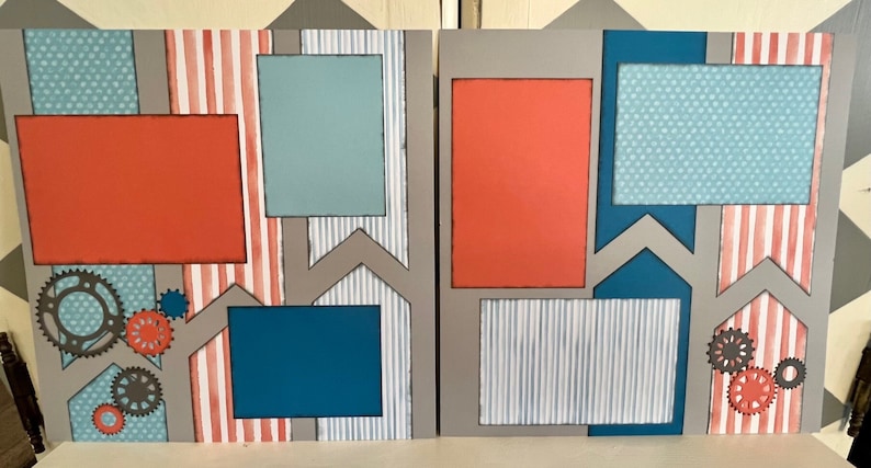 GEARS 12x12 Two Page Scrapbook Layout Kit or Pre-made - Etsy