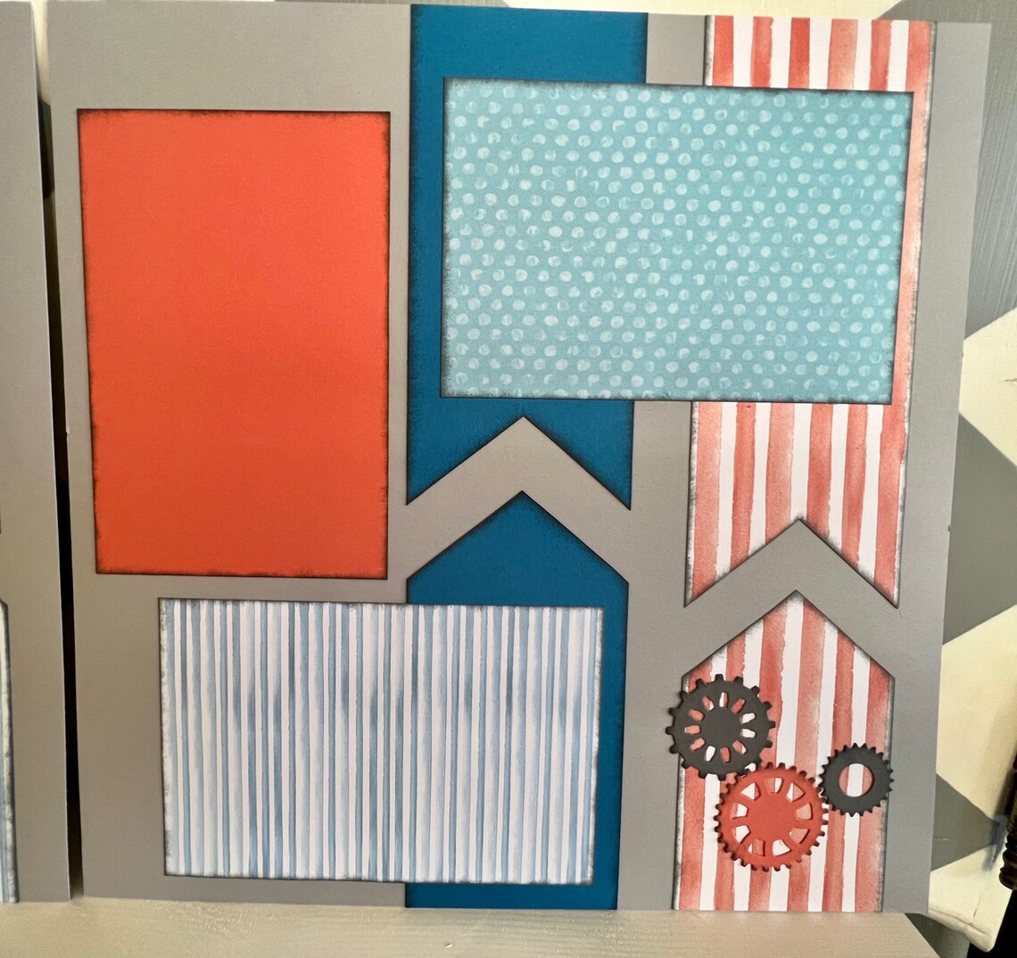GEARS 12x12 Two Page Scrapbook Layout Kit or Pre-made - Etsy