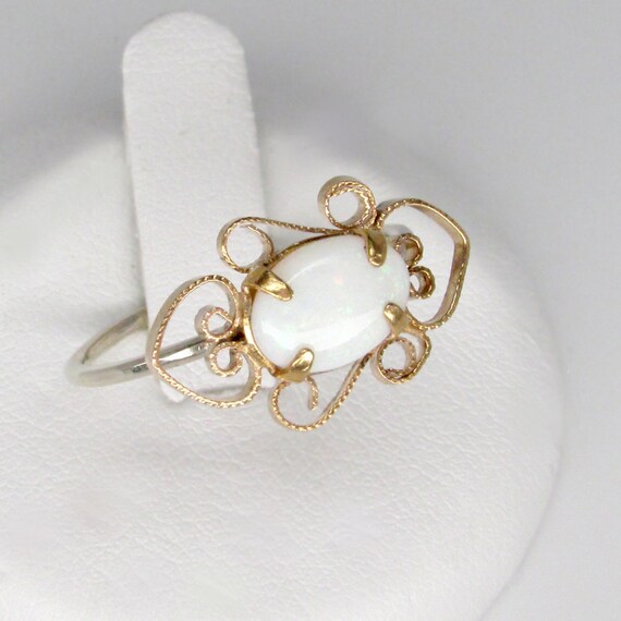 14k gold opal ring, art nouveau opal ring, size 6.
