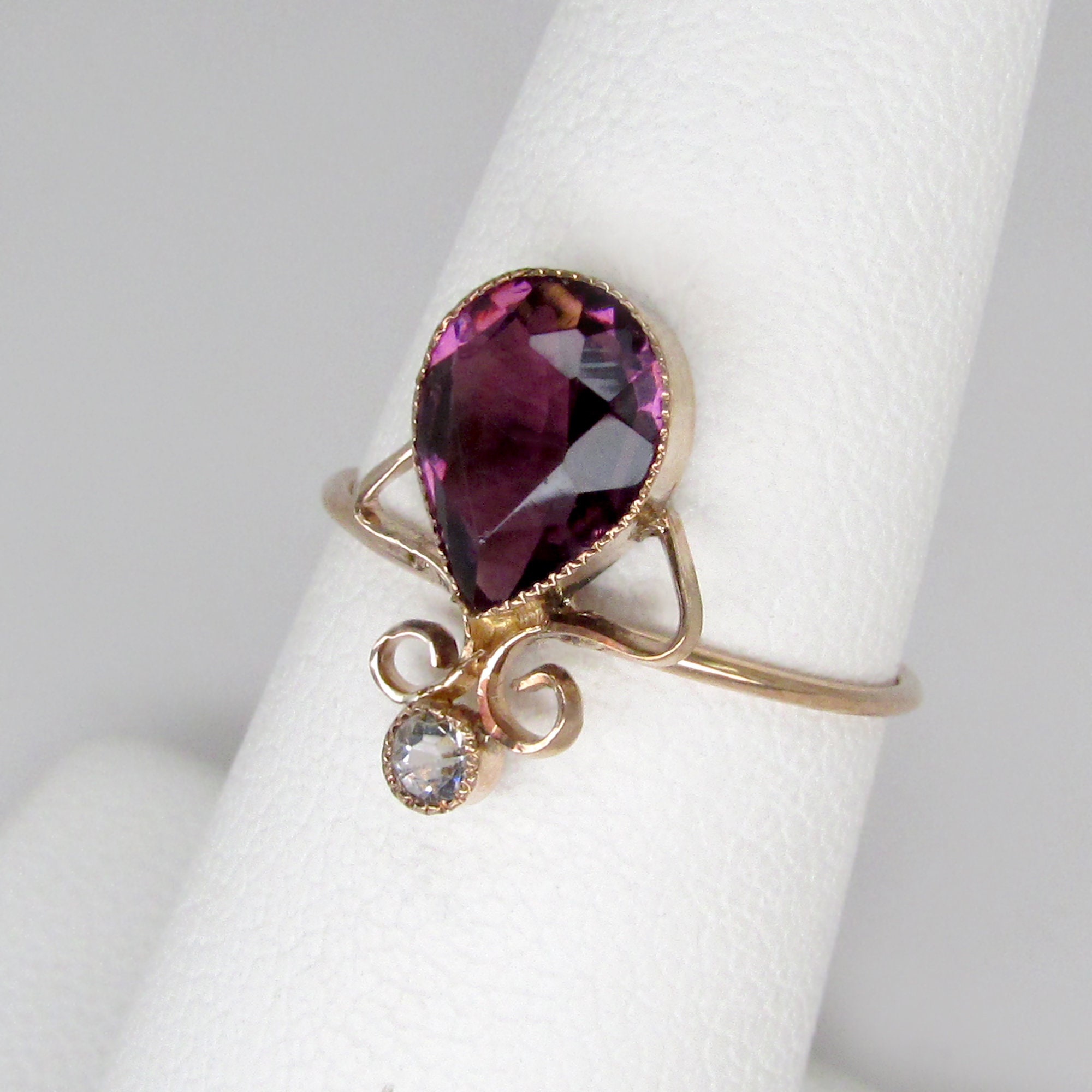 gold amethyst ring, gold diamond ring, art deco diamond ...