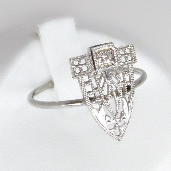 diamond ring, art deco diamond ring, white gold di