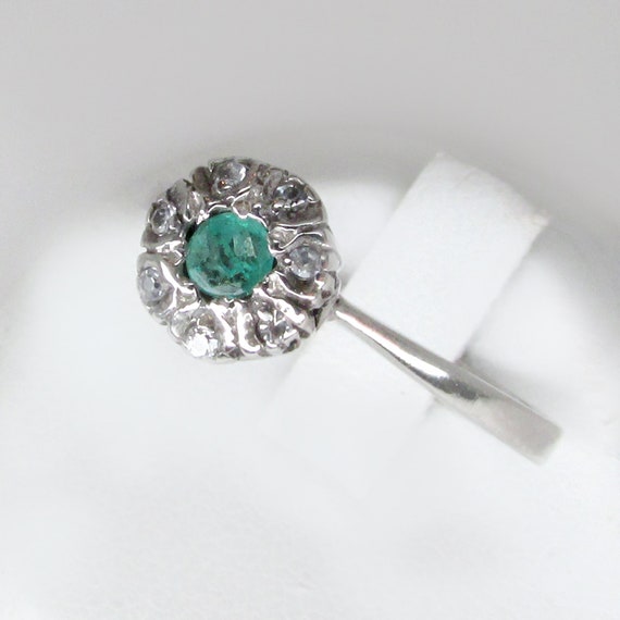 palladium ring, art deco ring, emerald ring, emera