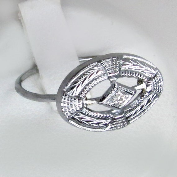 gold diamond ring, art deco diamond ring, art deco