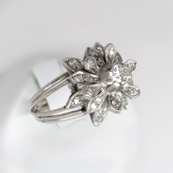 art deco diamond ring, palladium ring, art deco fl