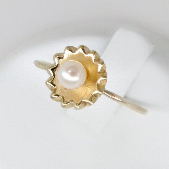 gold pearl ring, antique pearl ring, white pearl r