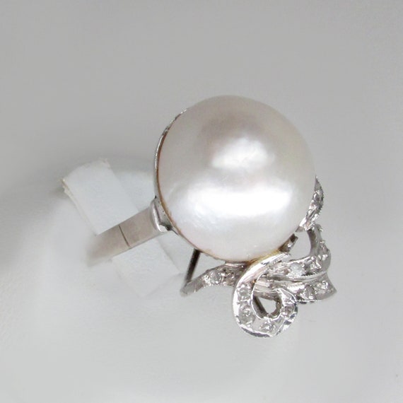 palladium ring, art deco ring, pearl ring, salt wa