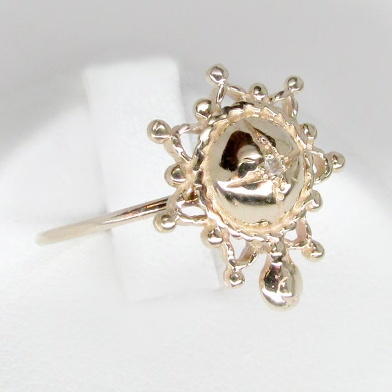 14k gold diamond ring, art deco ring, art deco dia