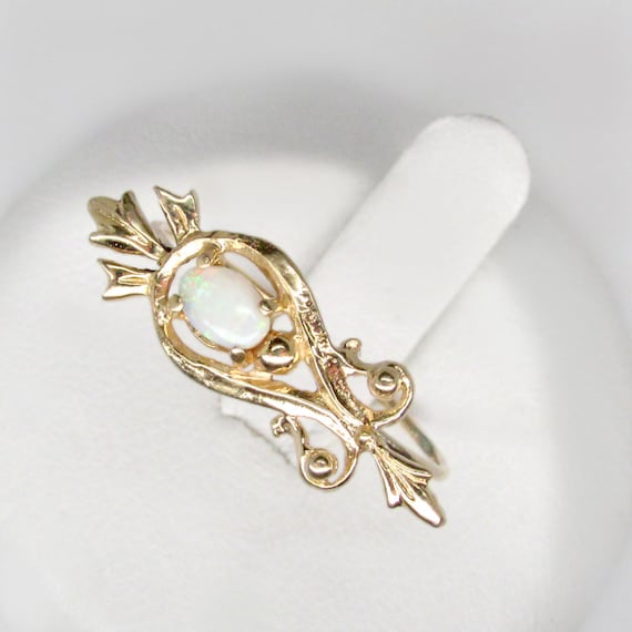 gold opal ring, art nouveau opal ring, size 6.5 op