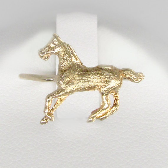 gold horse ring, galloping horse ring, gold equest