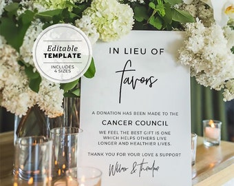 Juliette 'In Lieu of Favors' Minimalist Wedding Sign | PRINTABLE, EDITABLE TEMPLATE #004