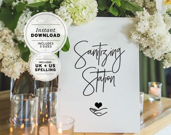 Juliette Minimalist Wedding Sanitizing Station Sign Printable Instant Download #004