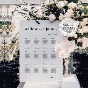 Wedding Seating Chart Template Printable - Mr White Minimalist  #001