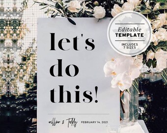 Wedding Welcome Sign, Minimalist 'Let's Do This!', Bachelorette Party, Bridal Shower, Hens night, Bucks Night | EDITABLE TEMPLATE #001
