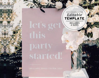 Engagement Party Welcome Sign Printable Template - Blush Minimalist #035