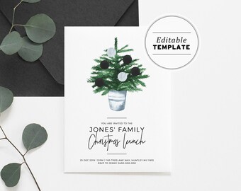 Christmas Party Invitation, Printable, Editable Template, Christmas Invitation, Holiday Invitation, Family Christmas Invite #021