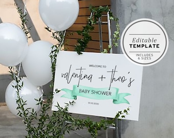 Baby Shower Welcome Sign, Printable Baby Shower Template, Baby Shower Decor, Gender Neutral Baby Shower Poster