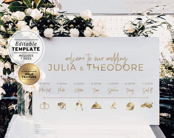 Kiki Minimalist Gold Wedding Day Itinerary Sign #017