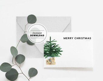 Blank Christmas Gift Card, Instant Download, Blank Christmas Post Card, Printable, Festive Greetings #023