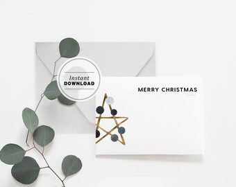 Blank Christmas Gift Card, Instant Download, Blank Christmas Post Card, Printable, Festive Greetings #023
