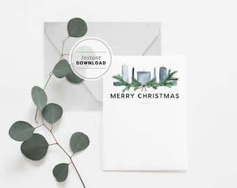 Blank Christmas Gift Card, Instant Download, Blank Christmas Post Card, Printable, Festive Greetings #023