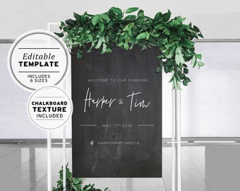 Chalkboard Wedding Welcome Sign, Editable Template, Printable #034