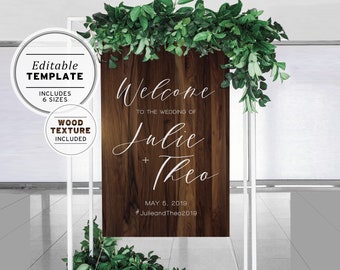 Timber Wedding Welcome Sign Editable Template, Timber Wedding, Baby Shower, Bridal Shower, Rustic Wedding, Large Wedding Sign #032