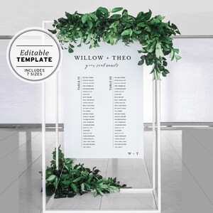 Theo Minimalist Wedding Seating Chart Template, Wedding Seating Sign, Wedding Seating Plan, Printable Template