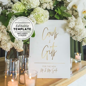 Cartes et cadeaux Juliette Gold, mariage minimaliste moderne, douche nuptiale, baby shower, modèle modifiable imprimable #017