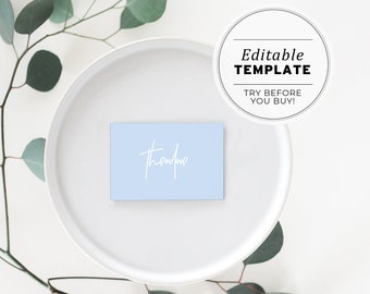 Powder Blue Minimalist Party Place Cards | PRINTABLE EDITABLE TEMPLATE #004