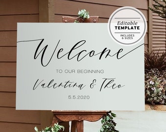 Modern Wedding Welcome Sign, Wedding Sign, Wedding Decor, Welcome to the Wedding, Editable Template, Printable, Digital Download #002
