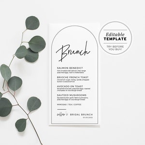 Juliette Minimalistyczny wieczór panieński, menu brunchu dla panien młodych | EDYTOWALNY SZABLON #004