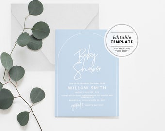 Powder Blue Baby Shower Invitation | EDITABLE TEMPLATE #036