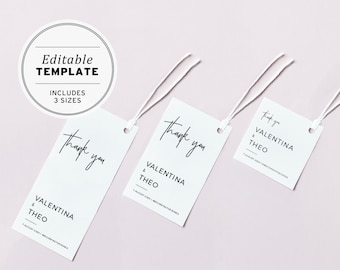 Juliette Minimalist Wedding Favor Swing Tags | EDITABLE TEMPLATE #004