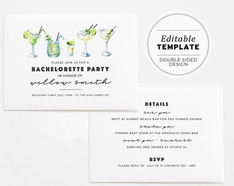 Verde Minimalist Bachelorette Weekend Invitation | EDITABLE TEMPLATE