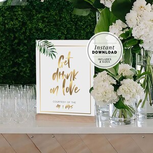 Tropical Wedding Open Bar Sign Printable Instant Download #005