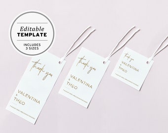 Juliette Gold Minimalist Wedding Favor Swing Tags | EDITABLE TEMPLATE #017