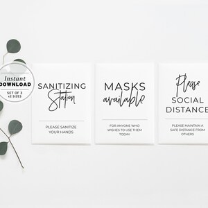 Kiki Minimalist COVID-19 Safe Wedding Sign Package - Set of 3 Printable Instant Download #004