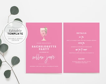 Rosa Minimalist Bachelorette Weekend Invitation | EDITABLE TEMPLATE