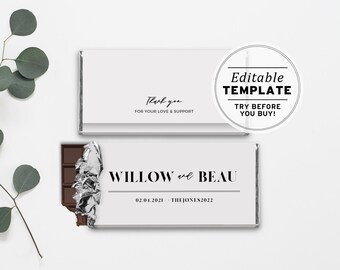 Mr White Chocolate Wrapper, Wedding Favor, Hershey's 1.55oz Bar & Aldi Chocolate | EDITABLE TEMPLATE, Printable #001