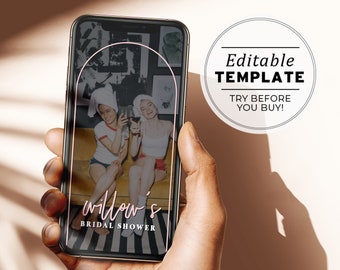 Blush Arch Minimalist Snapchat Filter, Snapchat Frame, Custom Bridal Shower | EDITABLE TEMPLATE #037