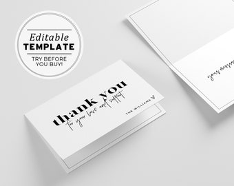 Thank You Card, Minimalist Thank You Card, Printable | EDITABLE TEMPLATE #001 Mr White